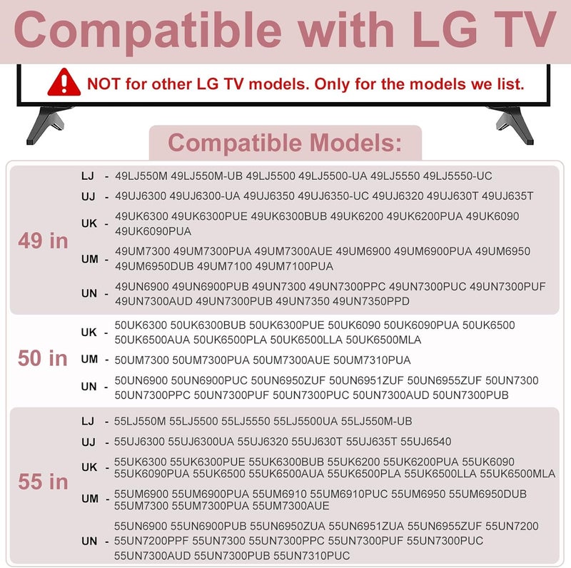 Dinghosen 49 50 55 Inch TV Stand for LG TV Legs 55UJ6300 55UK6500 55LJ550M 55UM7300 55UN6900 55UJ6540 50UJ6300 50UK6300 50UK6500AUA 50UN6950 49UK6300 MAM643660 MEZ64114730 Replacement Legs for LG TV with Screws - Image 3